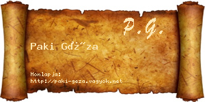 Paki Géza névjegykártya